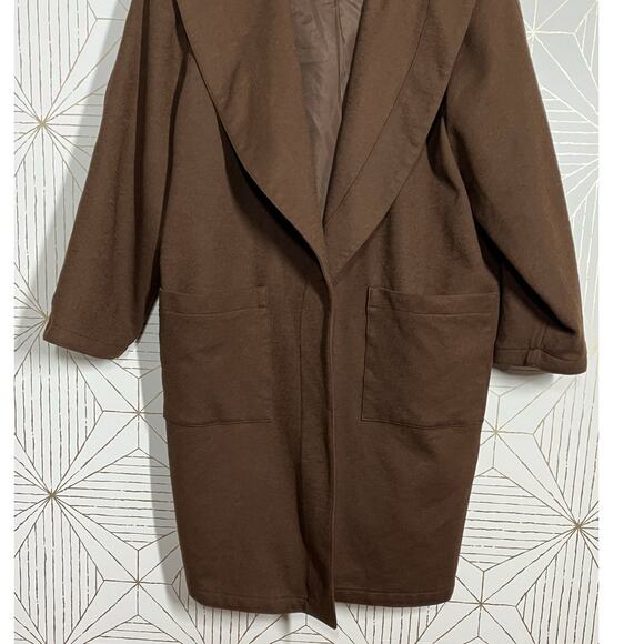 Mya Brown Wool ¾ Sleeve Wrap Hooded Oversized Coat with pockets M - Picture 7 of 16